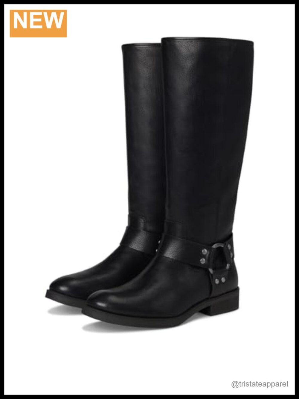 Women's Mid-Calf Harness Boots Polyurethane Stacked Block Heel
